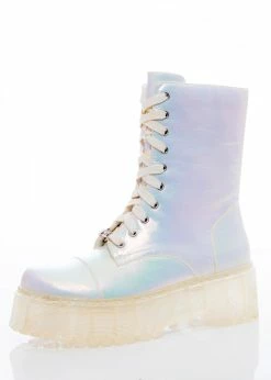 SPARKL White Iridescent Combat Boot