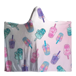 T6 Boba Tea Hooded Blanket -T6 shop BobaTeaHoodedBlanket