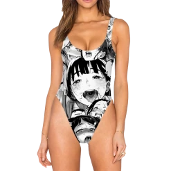 T6 Neo Ahegao High Legged One Piece Swimsuit
