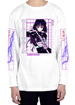 T6 Sailor Saturn Long Sleeve Tee 21 T6 Sailor Saturn Long Sleeve Tee -T6 shop SailorSaturn purple wht