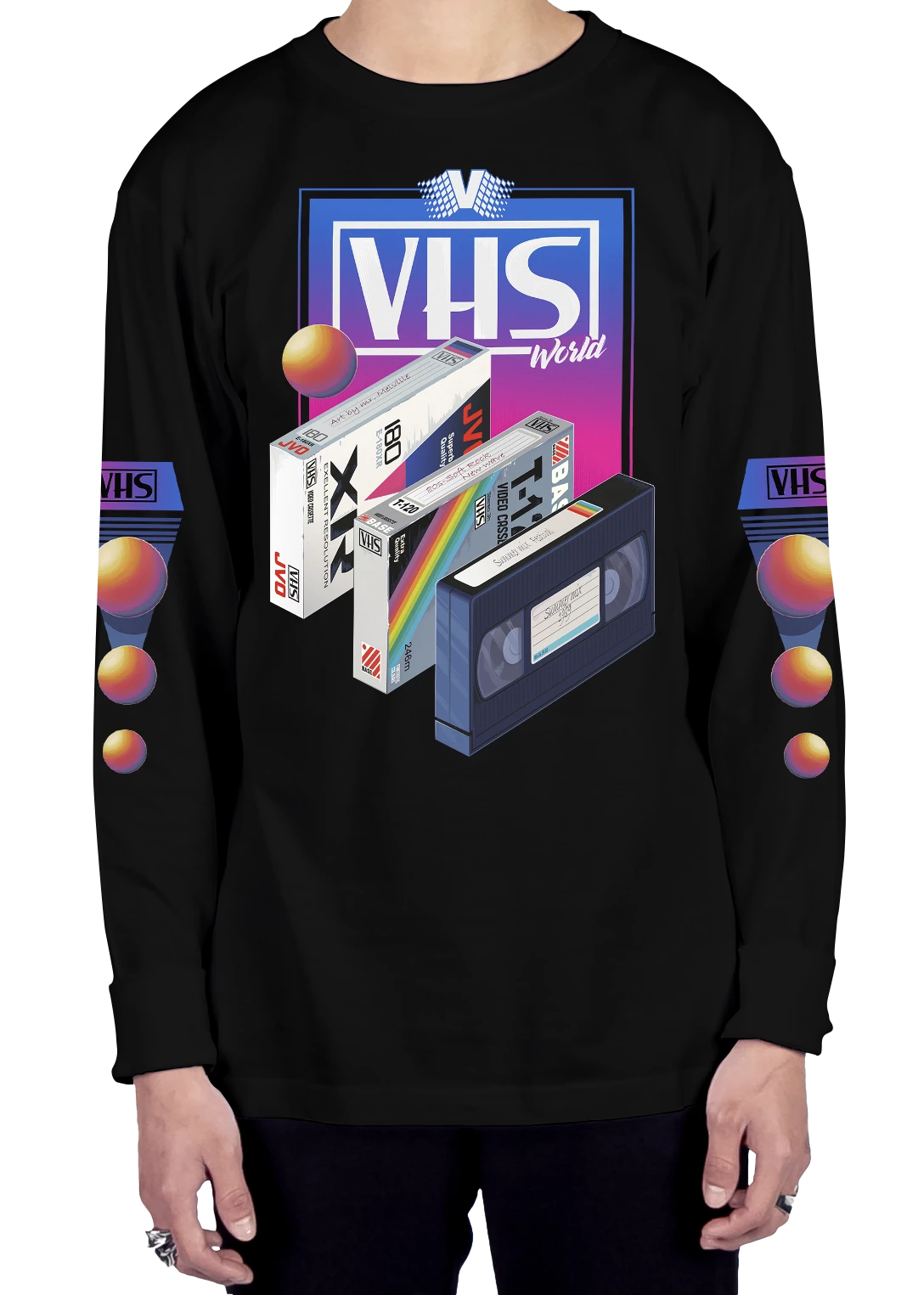 T6 VHS World Long Sleeve Tee 4 T6 VHS World Long Sleeve Tee - Image 4