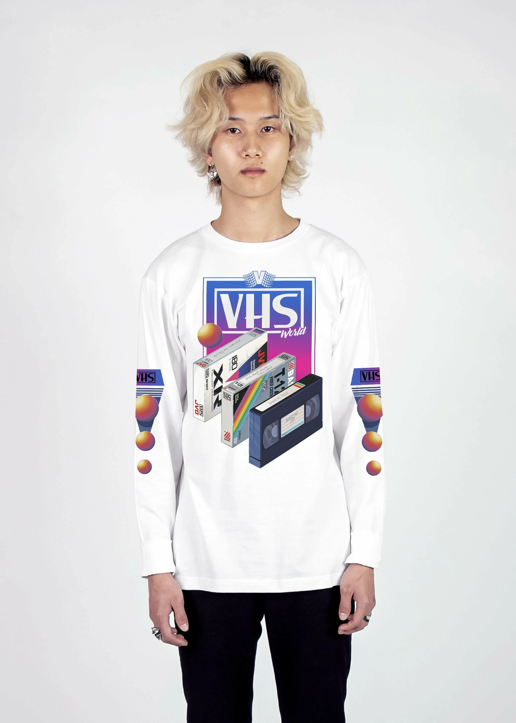 T6 VHS World Long Sleeve Tee 3 T6 VHS World Long Sleeve Tee - Image 3