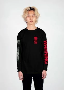 T6 WARNING! Long Sleeve Tee 15 T6 WARNING! Long Sleeve Tee -T6 shop WARNING lstee front blk fullsize