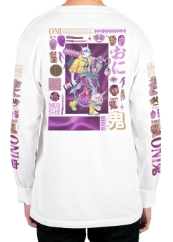 T6 Yokai Long Sleeve Tee -T6 shop YokaiwhitebackLongSleeveTShirt product mockup