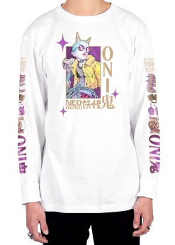 T6 Yokai Long Sleeve Tee -T6 shop YokaiwhitefrontLongSleeveTShirt product mockup