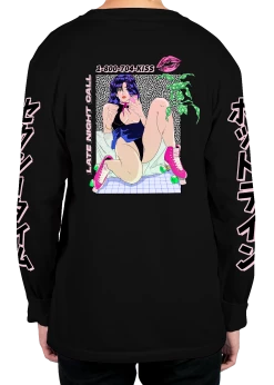 T6 Late Night Call Long Sleeve Tee 21 T6 Late Night Call Long Sleeve Tee -T6 shop latenightcall lstee back blk