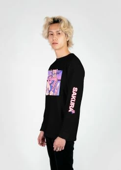 T6 Sakura Long Sleeve Tee -T6 shop sakurablacksideLongSleeveTShirt mockup