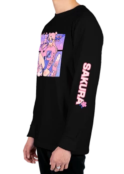 T6 Sakura Long Sleeve Tee -T6 shop sakurablacksideLongSleeveTShirt product mockup