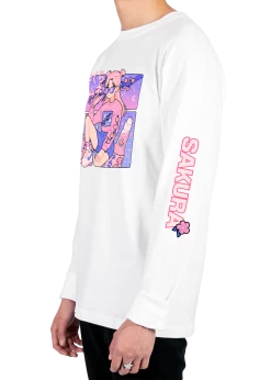 T6 Sakura Long Sleeve Tee -T6 shop sakurawhitesideLongSleeveTShirt product mockup