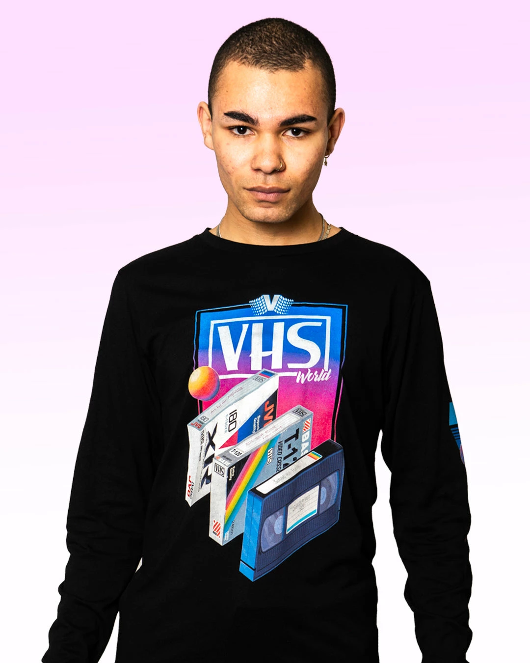T6 VHS World Long Sleeve Tee 8 T6 VHS World Long Sleeve Tee - Image 8